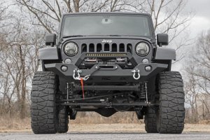 Jeep Wrangler Unlimited Front Bumper - Rough Country - Sport | OE Fog | Full Width LED Winch Bumper - '07-'10